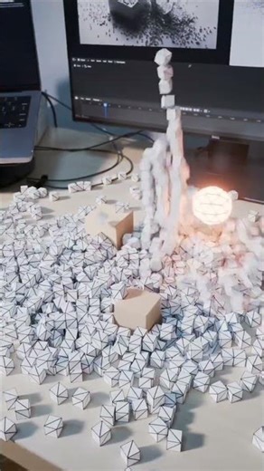 Buildings Dissolving Into Cubes in Seconds #3danimation #vfx #viral