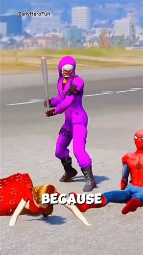 Spider-Man vs Purple JOKER! 🏍️🆘 #Shorts #gta5 #usa