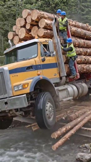 Logging Truck Bridge Collapse – Extreme Forest Work Gone Wrong #truck #heavycivil #viral #shorts