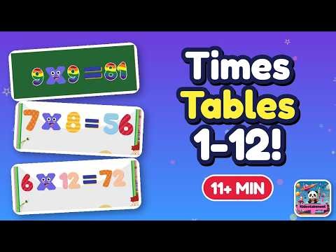 Times Tables 1 to 12 for Kids | Learn Multiplication with Quizzes | Kideotainment
