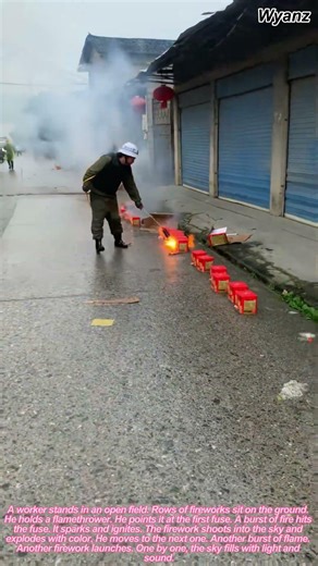 Lighting Fireworks With a Flamethrower – Satisfying Pyrotechnics