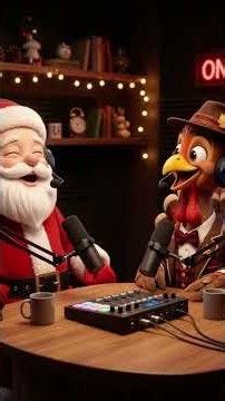 Why choose Talksanta. Podcast. Turkey interviewing Santa in studio. Video Call Santa, Talk to Santa.