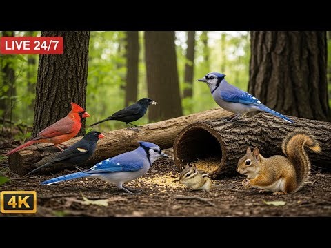 🔴 24/7 LIVE: Cat TV for Cats to Watch 😺 Birds and Squirrels Up Close 4K HDR