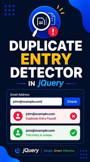 Duplicate Entry Detector in jQuery | Real Form Validation #coding #shorts