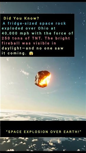 ‎A fridge-sized space rock exploded over Ohio at 40,000 mph… releasing the force of 250 tons of TNT.
