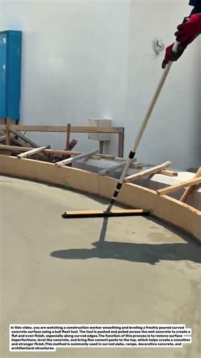 Curved Concrete Surface Finishing with Bull Float | Smooth Radius Slab Technique.
