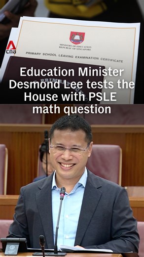 📚✏️ Try solving this PSLE math question. Education Minister Desmond Lee put Members of Parliament’s math skills to the test on Tuesday (Mar 3) with a question from a past PSLE math paper. He explained how some challenging questions are designed to test students’ critical thinking skills, while others are structured with “scaffolding” to help them attempt the problems progressively. Mr Lee was responding to a proposal from an MP on removing PSLE. #sgnews #singapore #psle | CNA