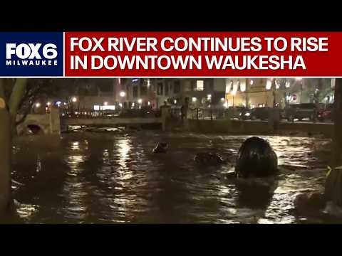 Fox River flooding in downtown Waukesha | FOX6 News Milwaukee