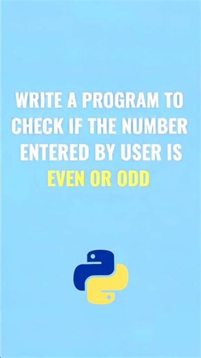 find even or odd program in python. #coding #python #cs #shorts