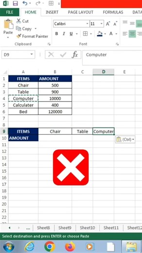 Convert Data from Column to Rows #excel #arexeducation