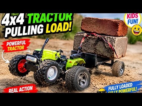 4x4 Toy tractor pulling full loaded trolly | Gadi wala cartoon video | Toy tractor trolly video