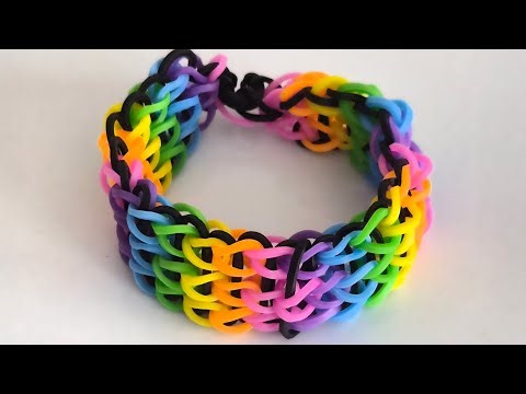 How to make a rainbow-rainbow loom bracelet (beginner friendly) 🌈