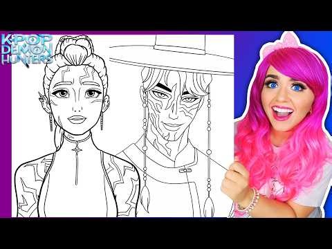 Coloring K-pop Demon Hunters Coloring Pages | Demon Rumi Patterns & Demon Jinu | Ohuhu Art Markers