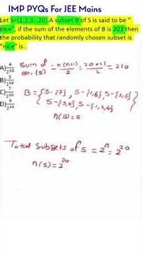 JEE Mains Probability PYQ | Subset Sum Trick | Maths Short| #khamgaonkar #maths #jeemains