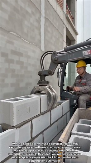 "Satisfying Automated Block Masonry & Mortar Machine"#shorts
