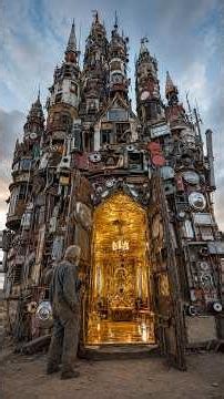 He Built a 10-Story Castle Out of Trash—Wait Until You See the Golden Room Inside