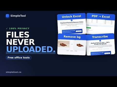 PDF to Excel, Excel Unlocker, Background Remover, Audio Transcriber. 100% Privacy, No Uploads, Free.