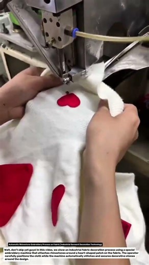 Automatic Rhinestone Embroidery Process on Fabric | Industrial Garment Decoration Technology.