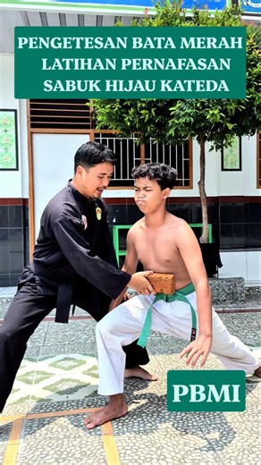 RED BRICK ABDOMINAL BREATHING TEST GREEN BELT EXAM SIMULATION #kateda #martialarts #shorts