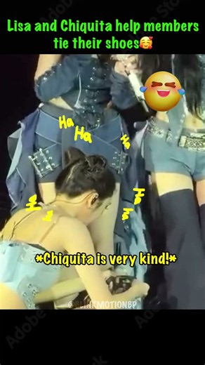 Lisa and Chiquita help members tie their shoes🥰 #lisa #blackpink #shorts