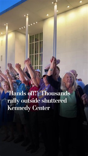 Thousands of supporters gathered outside the John F. Kennedy Center for the Performing Arts on the evening of Sept. 18, following the vote to close the center for at least two years for repairs.