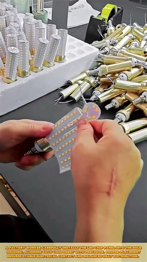 Installing Flexible LED Chip Panel into Bulb Housing for Efficient Lighting Assembly