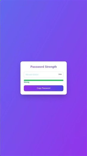 Password Strength Checker in JavaScript & Tailwind CSS | #Shorts