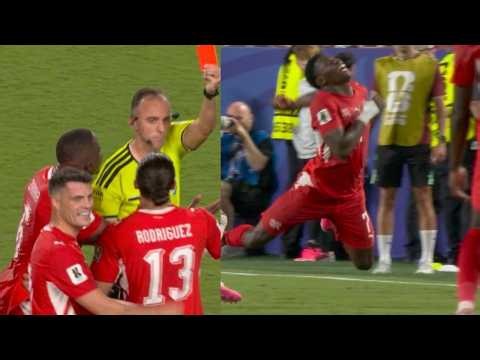 Breel Embolo red card vs Argentina vs Switzerland for Simulation, Breel Embolo sent off red card