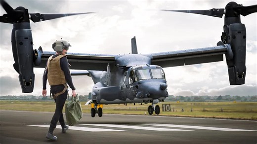 He stood behind a CV-22 Osprey then category 2 hurricane-force rotor wash hit him