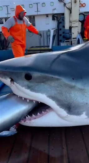 😱 Great White Shark Explodes Onto the Deck as a Giant Bluefin Tuna Is Hauled From the Sea