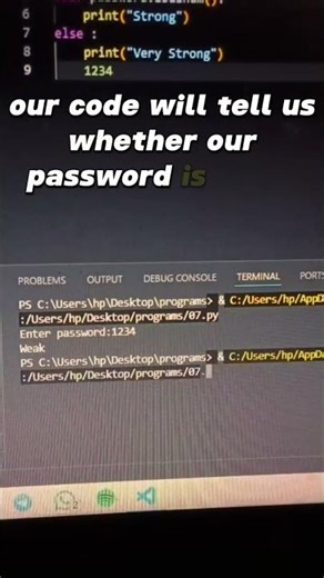 Your Password Might Be Weak 😳 | Python Day 7 🔐🔥#CyberSecurity #LearnPython #CodingLife #Shorts