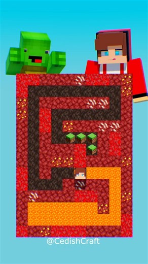 JJ and Mikey are collecting Minecraft coins in the NETHER MAZE — MAIZEN Minecraft Animation