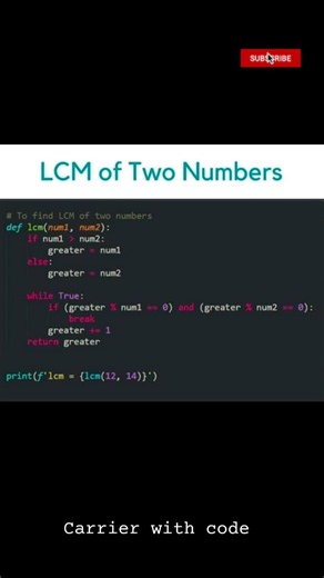 🐍💻 Python Program to Find LCM of Two Numbers — Easy Coding Example! 🚀🔥#Python #LearnCoding #Shorts