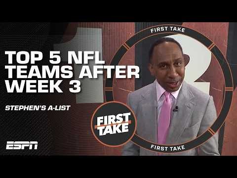 Stephen's A-List 🏈 Top 5️⃣ teams in the NFL after Week 3 | First Take