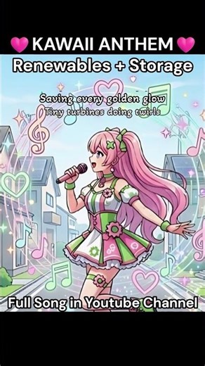 Sweet Battery Future | Energy Storage Kawaii Anthem 🩷 #jpop #renewableenergy #battery #kawaii