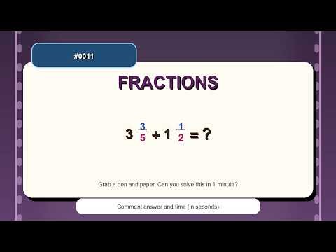 3 3/5 + 1 1/2 = ? | 1-Minute Fractions Practice | Adding Mixed Fractions