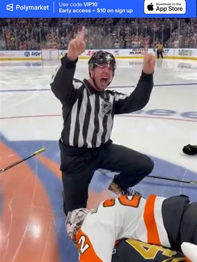@polymarket POV: Goalie pins another goalie to win fight During an NHL game, a goalie fight ends with one goalie pinning the other to the ground and the referee doing the count #hockey #goalie #fight #sports