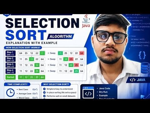 Selection Sort in Java 🔥 Full Explanation with Example & Time Complexity