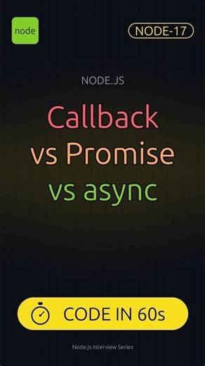 NODE-17 | Callback vs Promise vs async/await in 60 Seconds #shorts #javascript #interviewprep