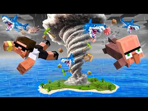 Surviving Deadly Shark Tornado in Minecraft..