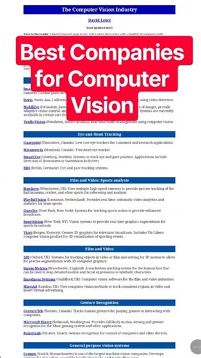 Best Companies for Computer Vision Jobs in 2026 #computervision # #opencv #ai # #objectrecognition