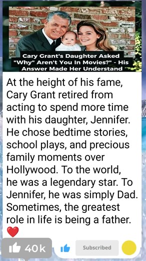 CARY GRANT GAVE UP HOLLYWOOD FOR HIS DAUGHTER ❤️ | A Father's Love #Shorts