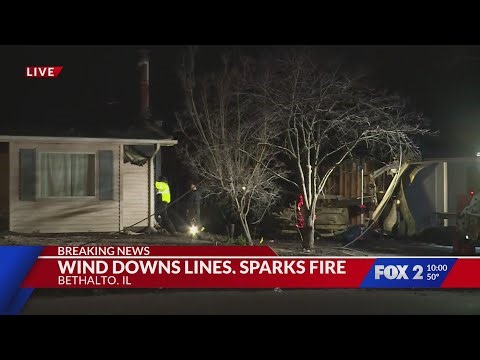 Wind downs lines, sparks fire