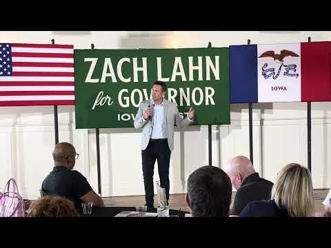 Zach Lahn stump speech before Iowa primary election