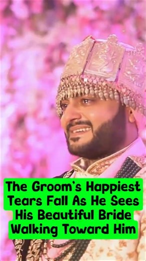 The Groom’s Happiest Tears Fall As He Sees His Beautiful Bride Walking Toward Him. #wedding