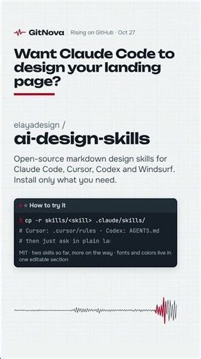 AI Design Skills: Claude Code and Cursor skills for landing pages and motion design #Shorts
