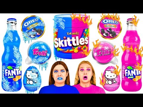 Hot vs Cold & Pink vs Blue Food Challenge | Funny Food Recipes by RaPaPa Challenge
