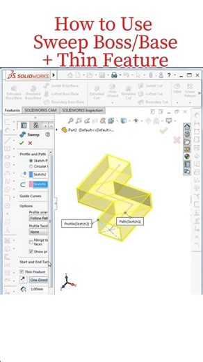 How to Use Sweep Boss/Base with Thin Feature in SolidWorks | Quick Tips & Tricks
