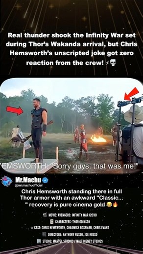 Chris Hemsworth made a silent laugh_ Infinity War Set