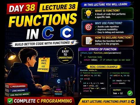 lecture 38 : What is Function in C? Full Explanation With Real Example 💻